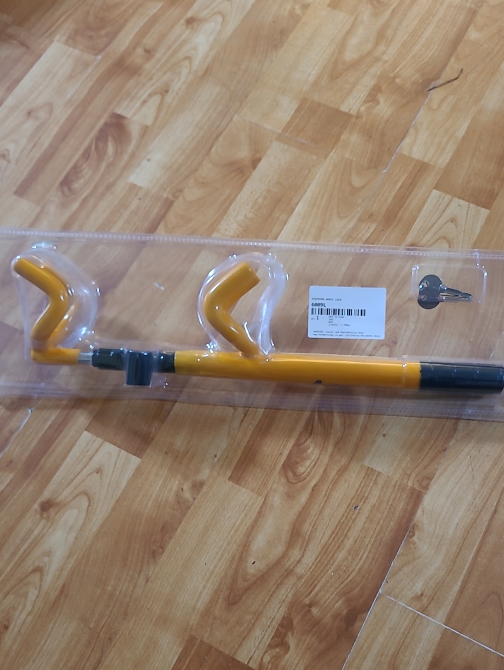 Yellow Car Steering Wheel Lock with Keys